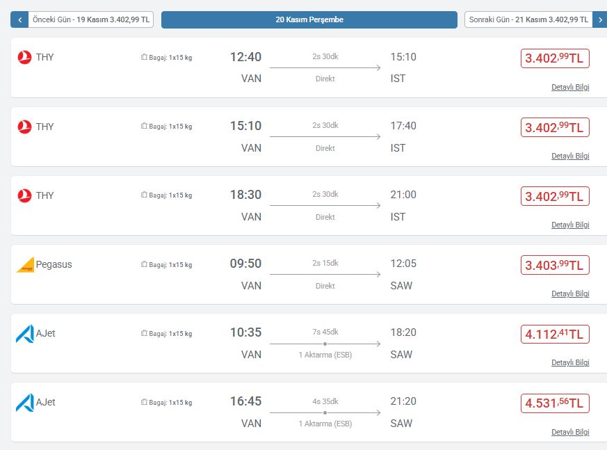 Van Istanbul Uçak Bileti