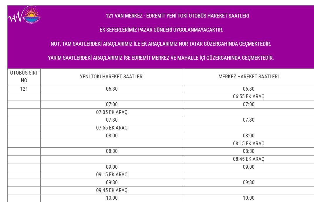 Van Otobüs Hareket Saatleri Sayfası Güncellendi2