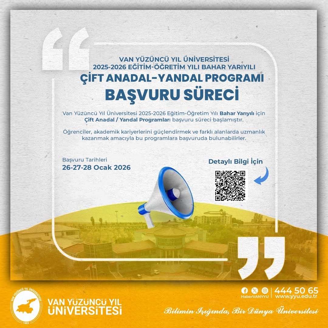 Van Yyü'den Öğrencilere Müjde Çift Anadal Başvuruları Başladı