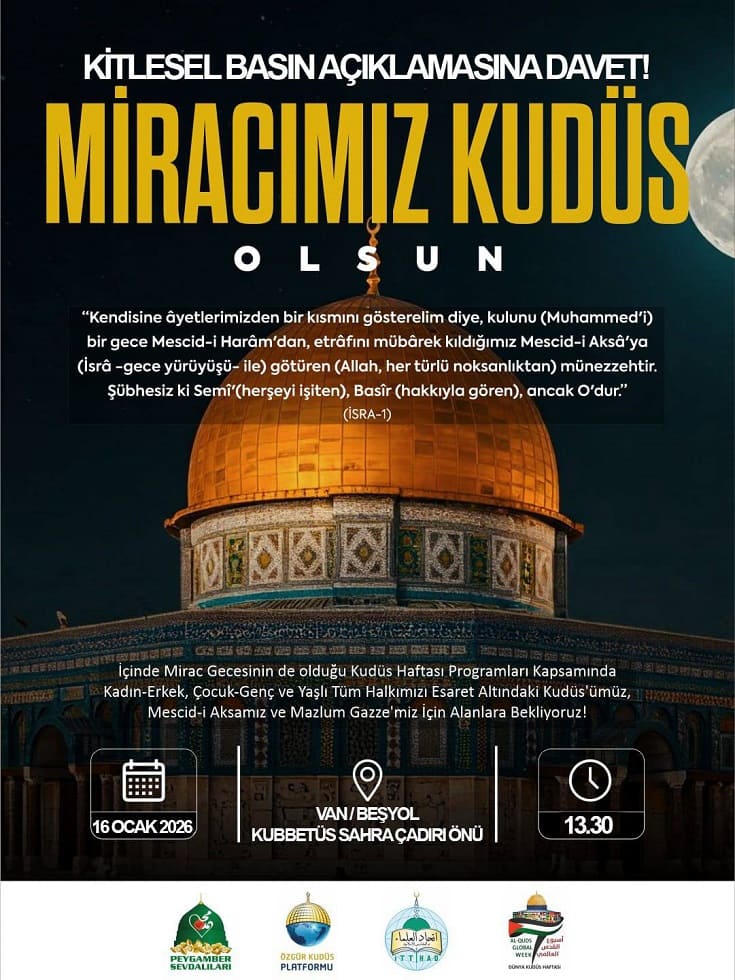 Van’da ‘Dünya Kudüs Haftası’ Etkinliğine Davet