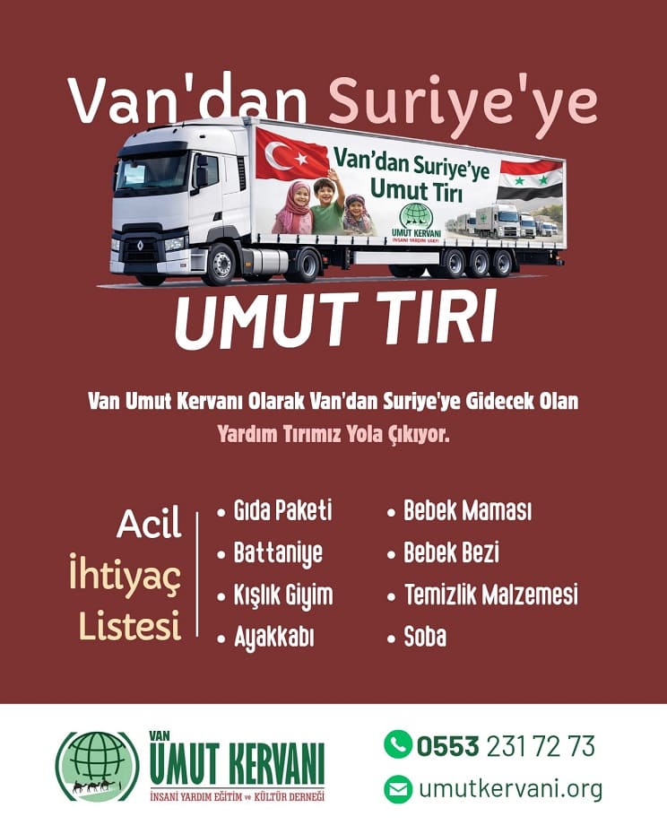 Van'dan Suriye'ye Acil Yardım Tırları Yola Çıkıyor