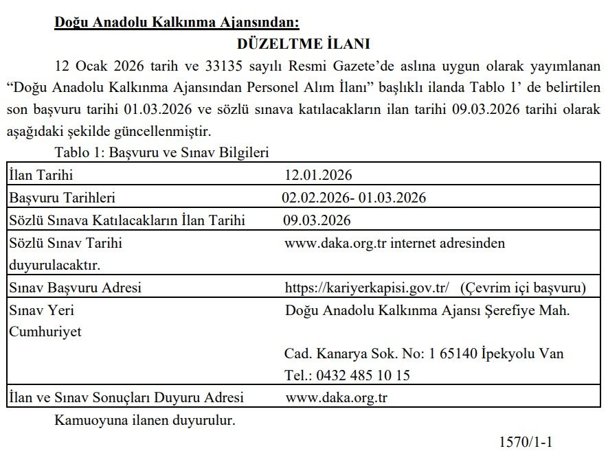 Daka Personel Alım Ilanını Güncelledi Yeni Takvim Netleşti 1