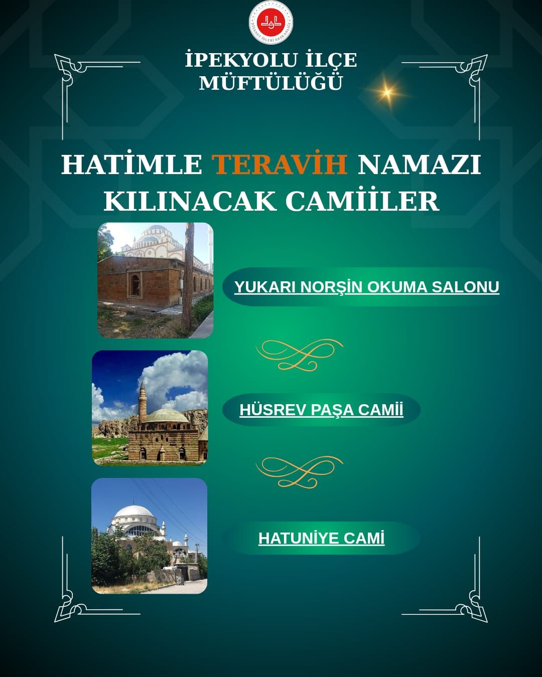 İpekyolu’nda Hatimle Teravih Namazı Kılınacak Camiler Açıklandı!1