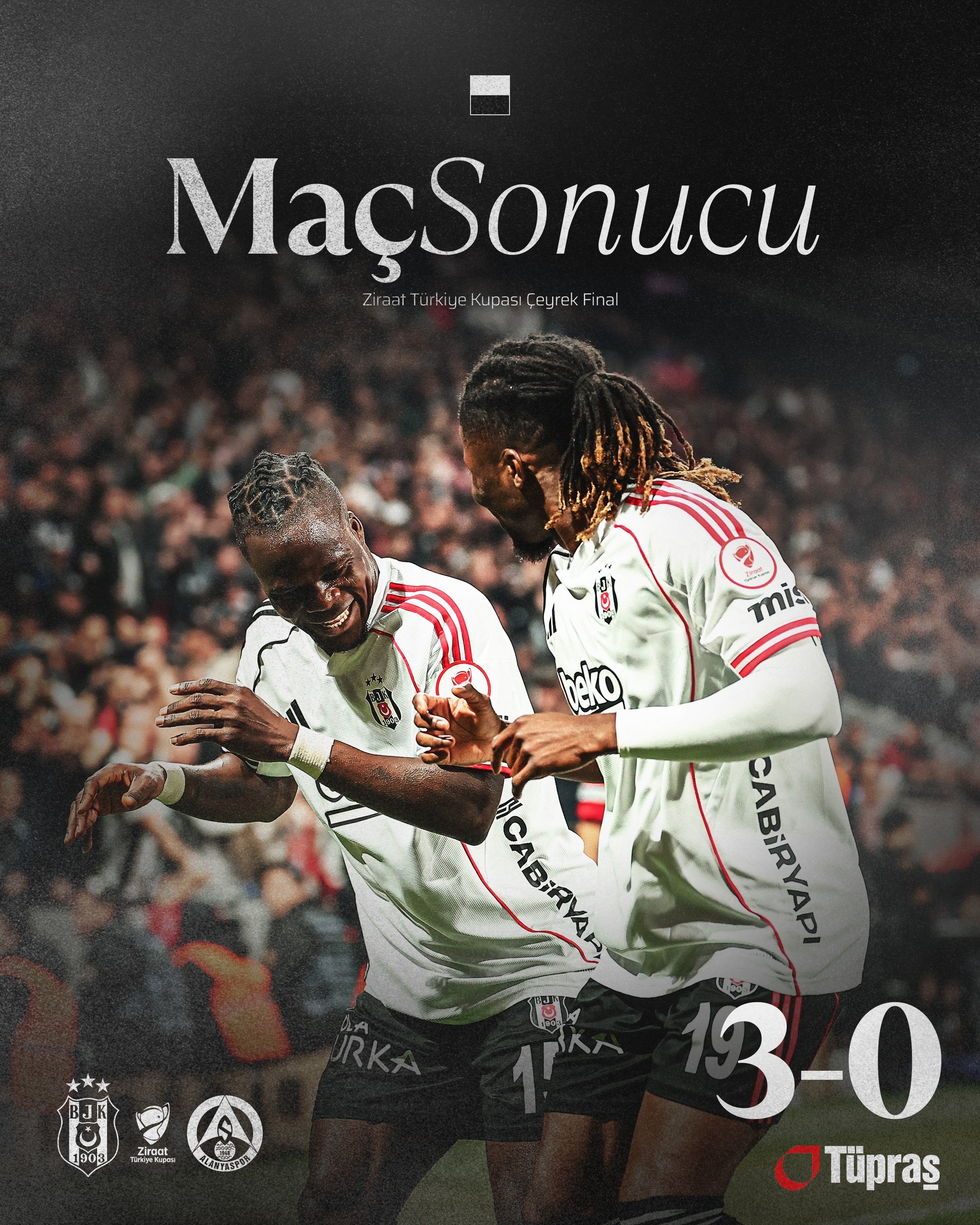 Türkiye Kupası’nda Yarı Final Heyecanı Beşiktaş 3 Kazandı 1
