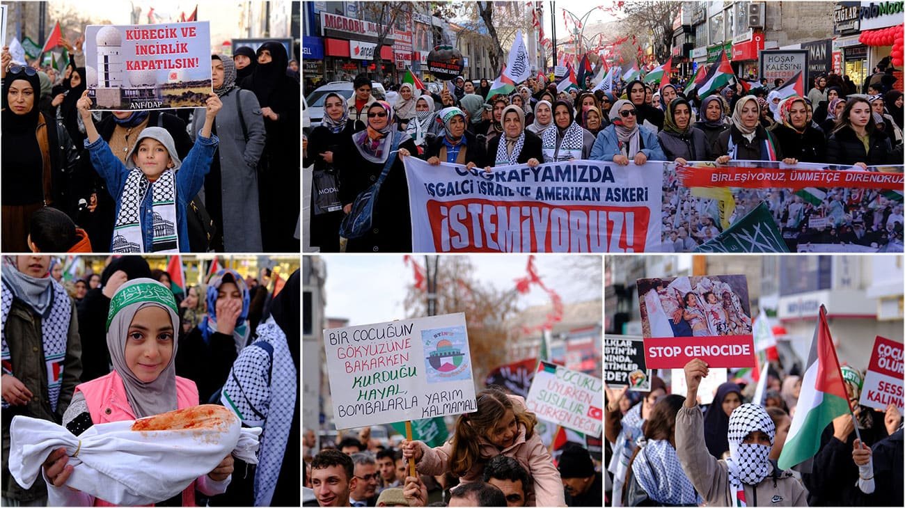 Van’da binlerce kişi ABD ve İsrail’in işgal politikalarına karşı yürüdü!