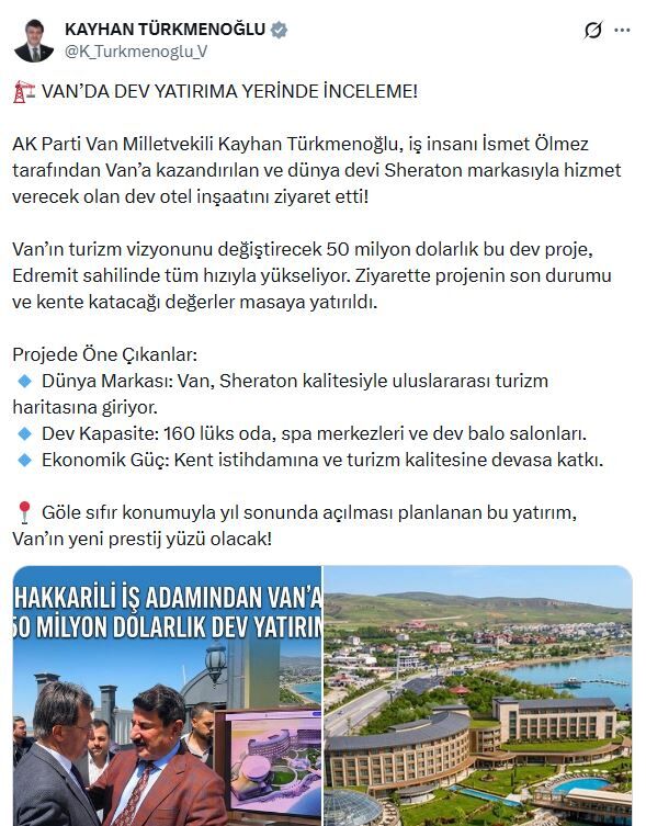 Türkmenoğlu’ndan Van’daki Kaçak Otele Yatırım Güzellemesi!