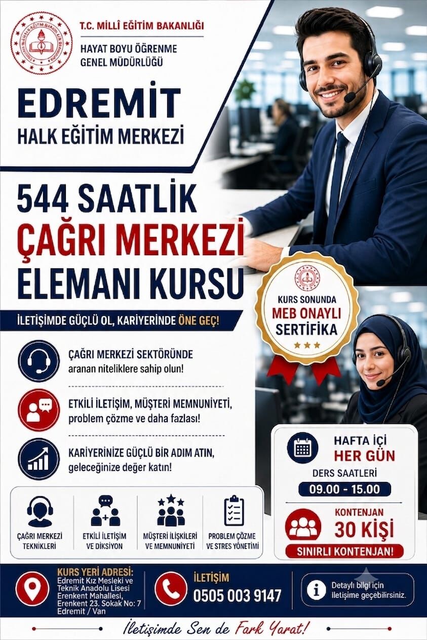 Van'da Çağrı Merkezi Elemanı Kursu Başlıyor!2
