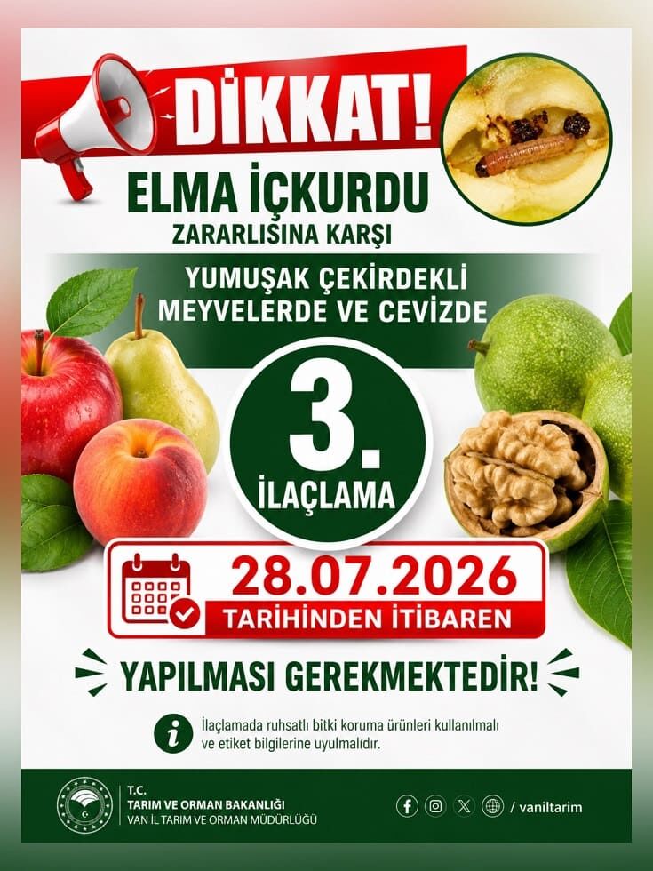 Van’da Elma Iç Kurdu Için Kritik Ilaçlama Uyarısı1