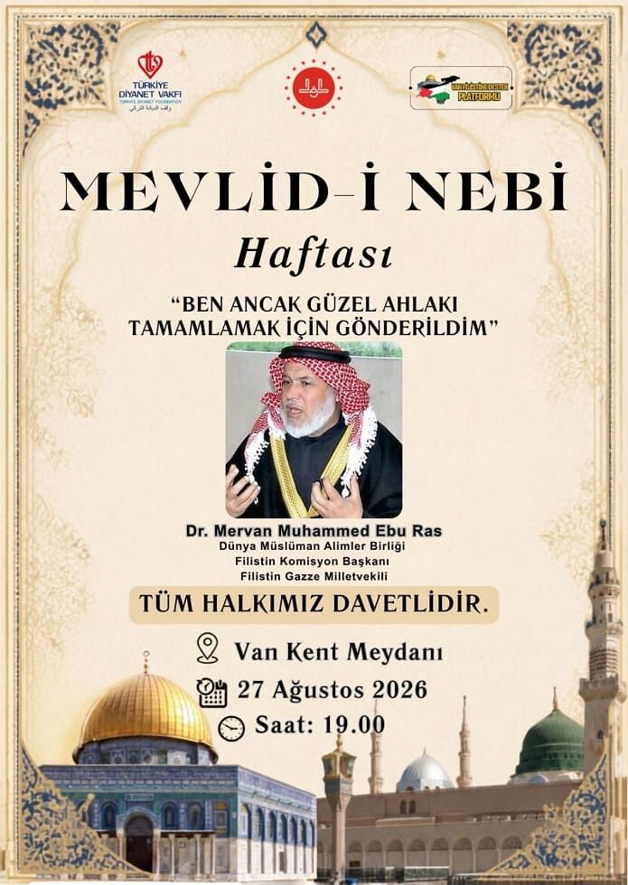 Van’da Mevlid I Nebi Programı Düzenlenecek Filistinli Milletvekili Katılacak