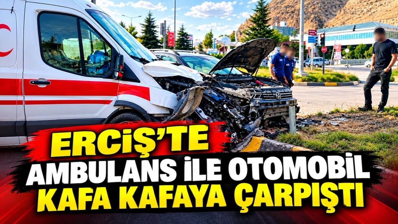 Erciş’te ambulans ile otomobil kafa kafaya çarpıştı