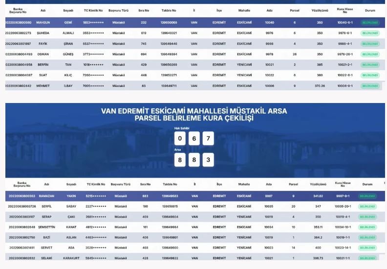 Van Edremit Toki̇ Müstakil Arsa Parsel Belirleme Kura Sonuçları Açıklandı (28)