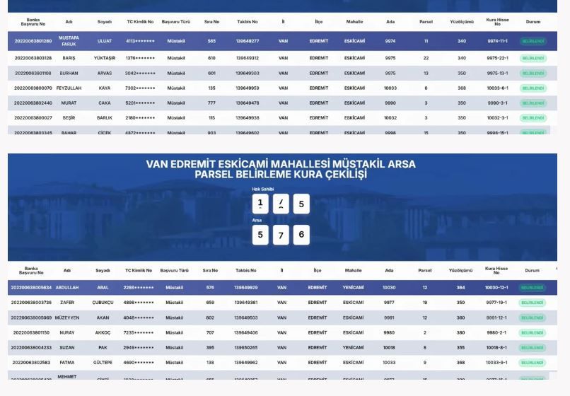 Van Edremit Toki̇ Müstakil Arsa Parsel Belirleme Kura Sonuçları Açıklandı (30)