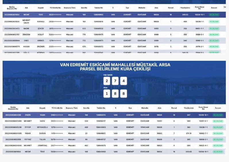 Van Edremit Toki̇ Müstakil Arsa Parsel Belirleme Kura Sonuçları Açıklandı (42)