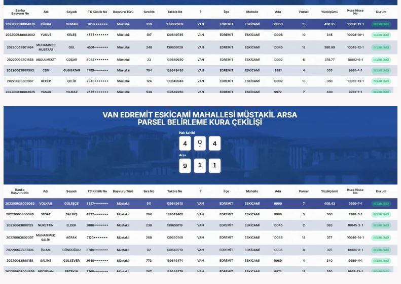 Van Edremit Toki̇ Müstakil Arsa Parsel Belirleme Kura Sonuçları Açıklandı (45)