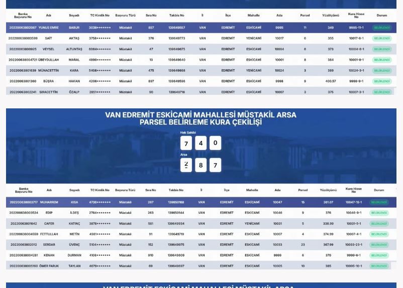 Van Edremit Toki̇ Müstakil Arsa Parsel Belirleme Kura Sonuçları Açıklandı (54)