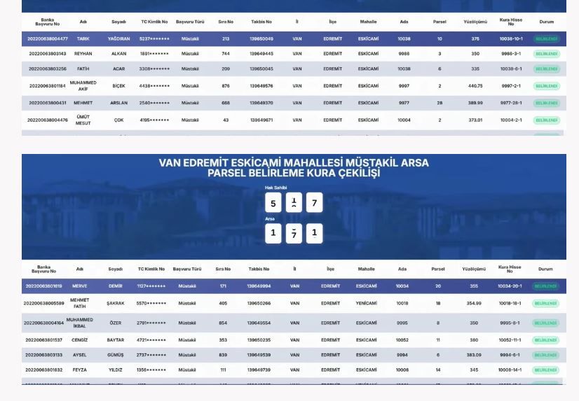 Van Edremit Toki̇ Müstakil Arsa Parsel Belirleme Kura Sonuçları Açıklandı (59)